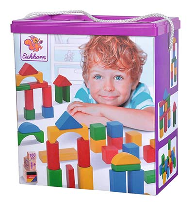 Holzbausteine mit Aufbewahrungskiste - Spielsachen für 1-jährige Kinder Holzbausteine mit Aufbewahrungskiste - Spielsachen für 1-jährige Kinder