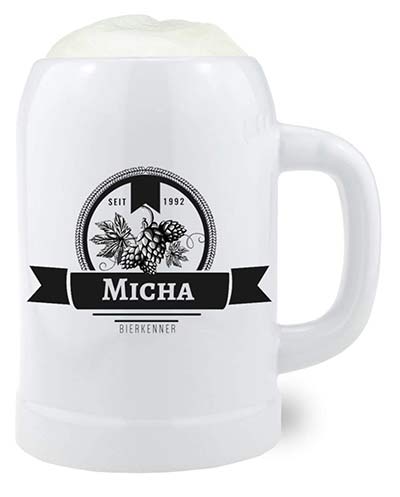 Stein-Bierkrug mit Gravur Stein-Bierkrug mit Gravur